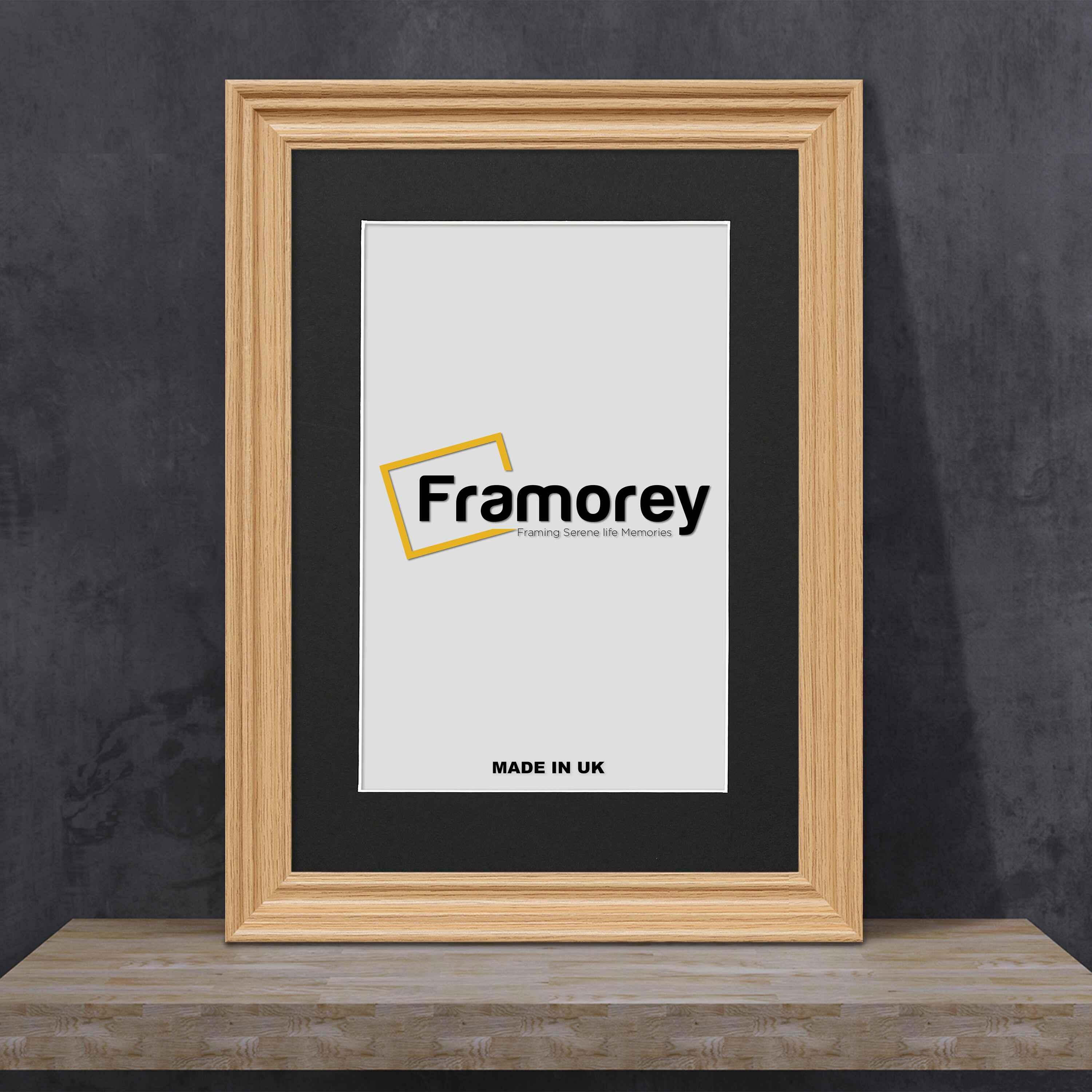  Swept Style Oak Picture Frame Wall Décor Photo Frame With Black Mount