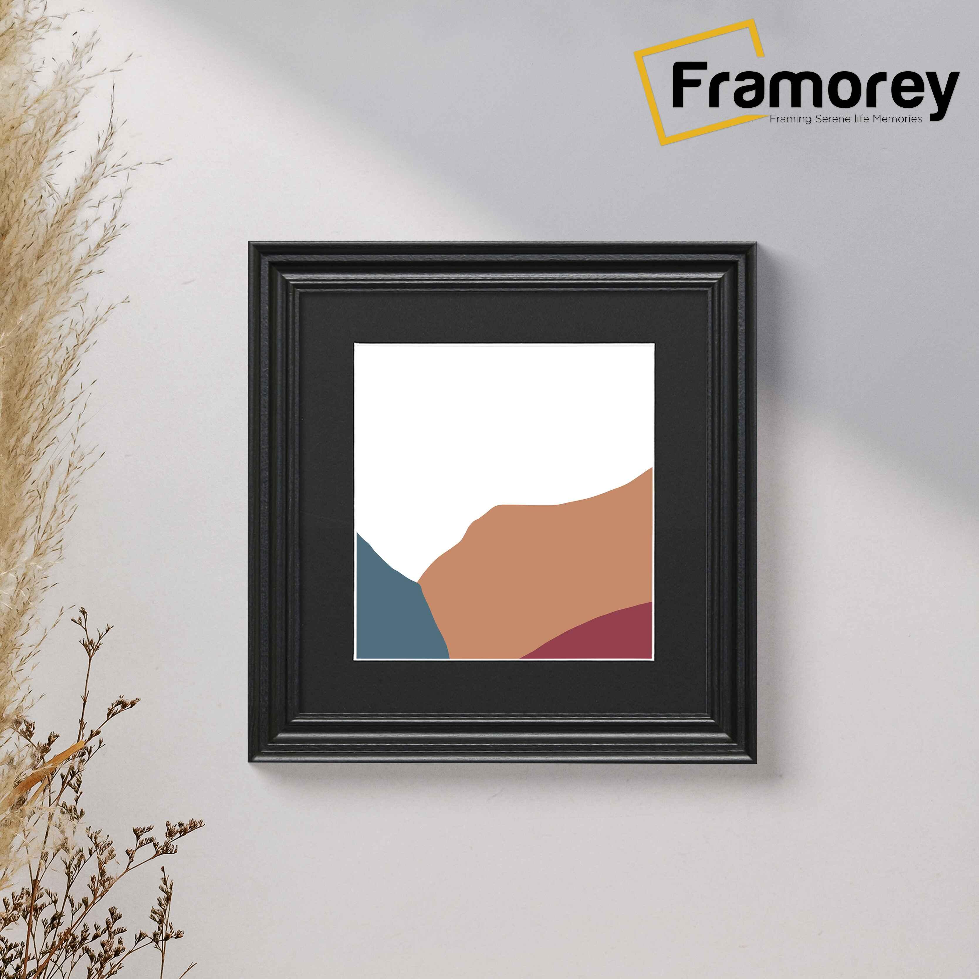Swept Style Square Black Picture Frame With Black Mount Photo Frame