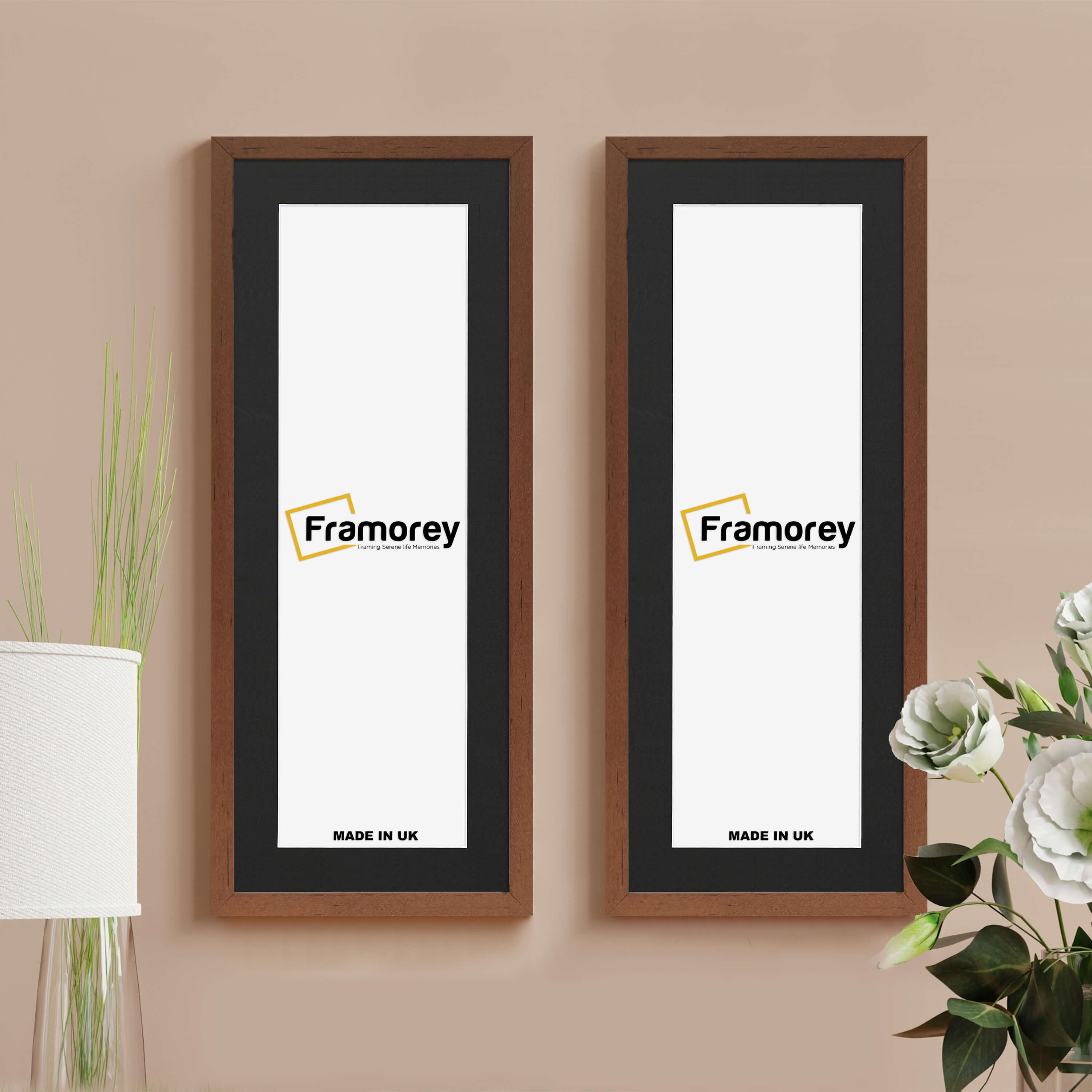Thin Matt Panoramic Walnut Picture Frames With Black Mount