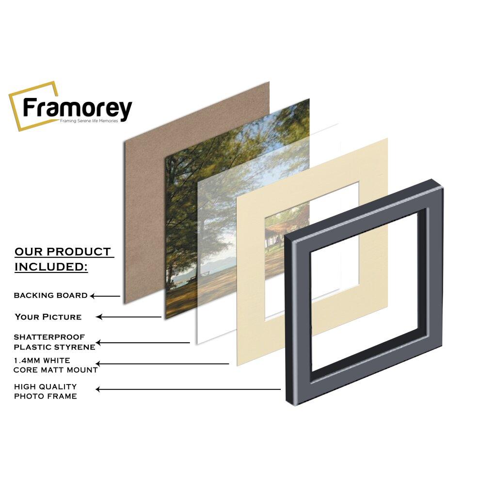 Square Sized Dark Oak Picture Frame With Ivory Mount