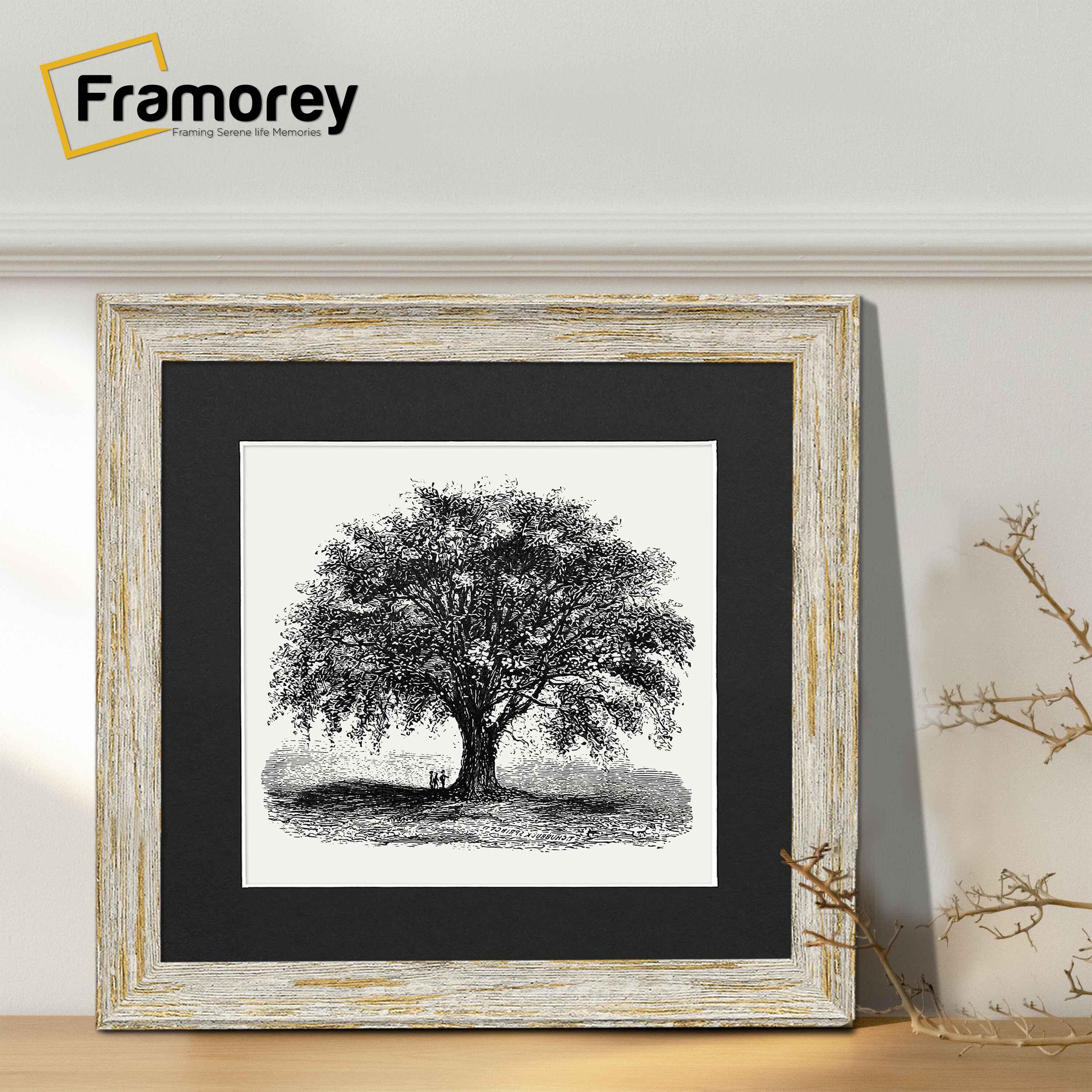  Square Size White Picture Frame Vintage Distressed Photo Frames With Black Mount