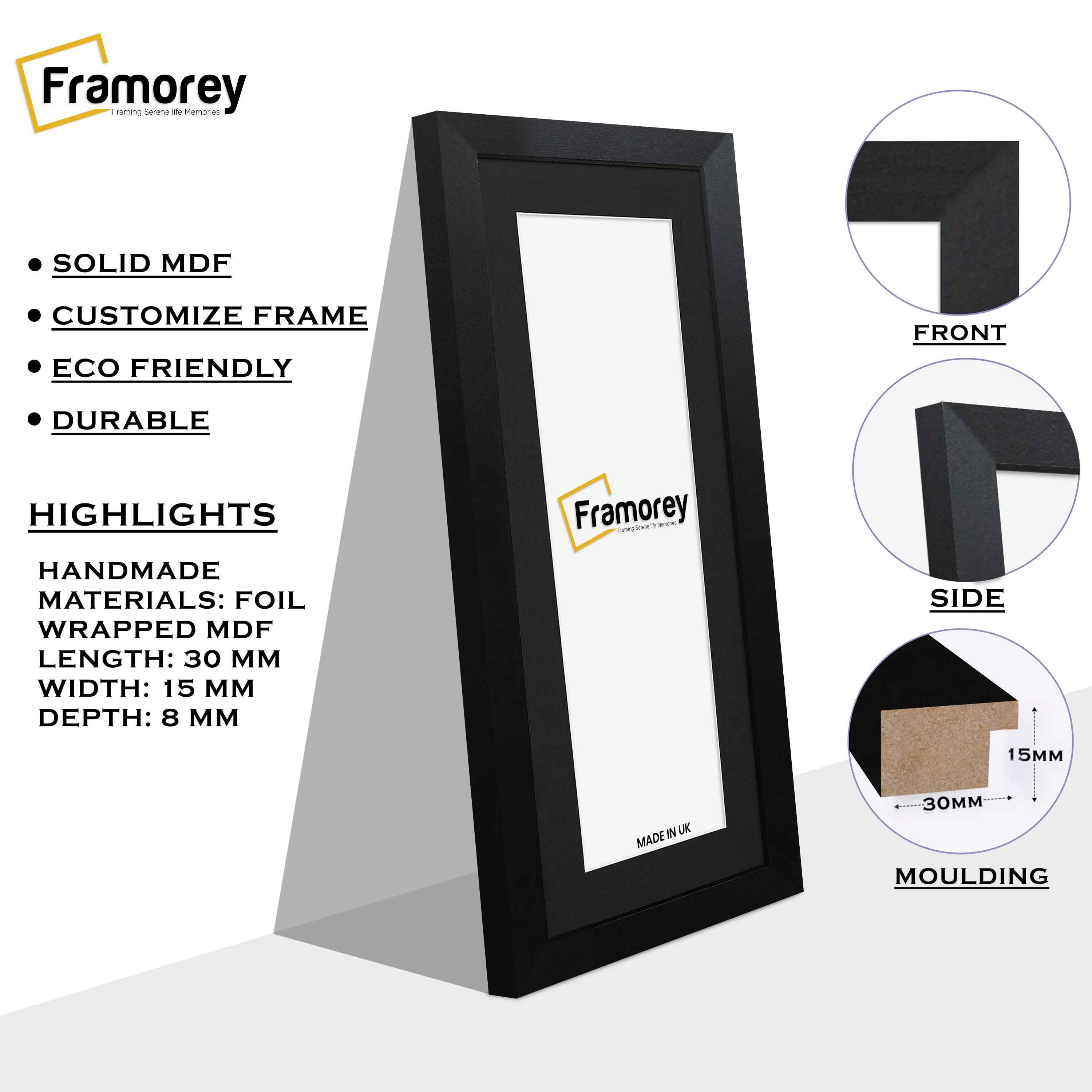 Panoramic Matt Black Picture Frame With Black Mount Wall D?cor Frame