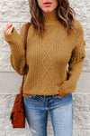 Textured Fringe Twist Detail High Neck Sweater Intenseclothingz