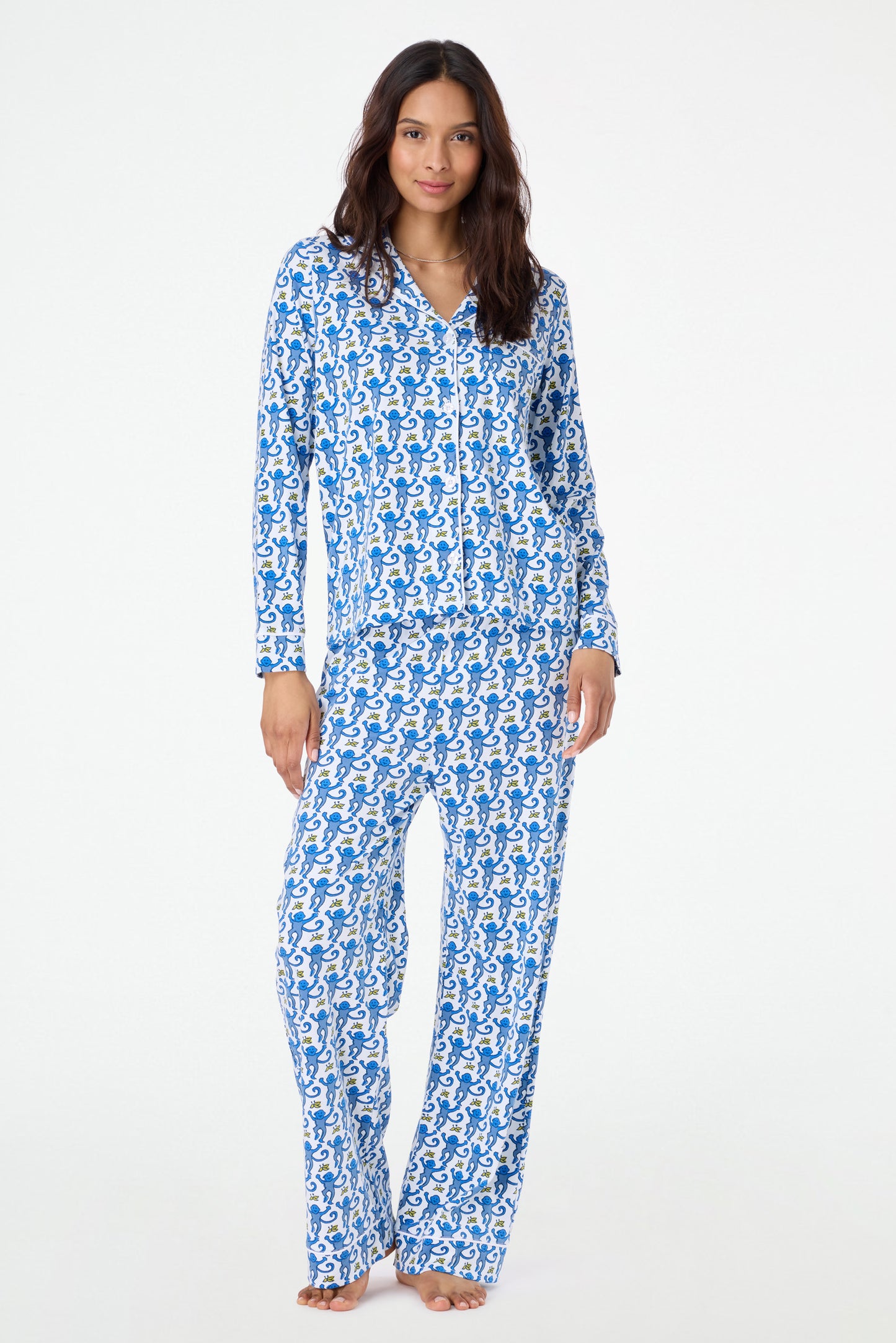 Monkey Long Sleeve Polo Pajamas | Roller Rabbit