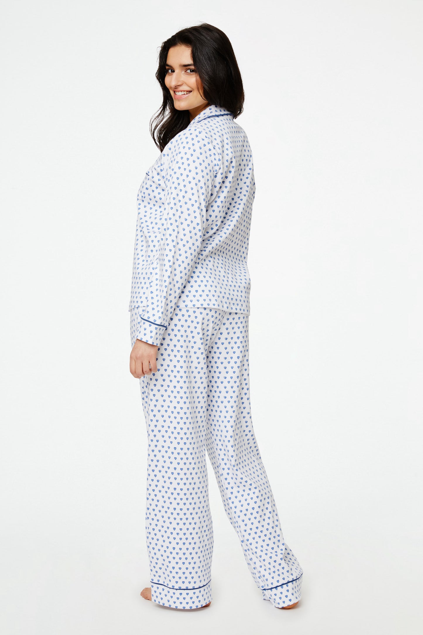 Hearts Long Sleeve Polo Pajamas | Roller Rabbit