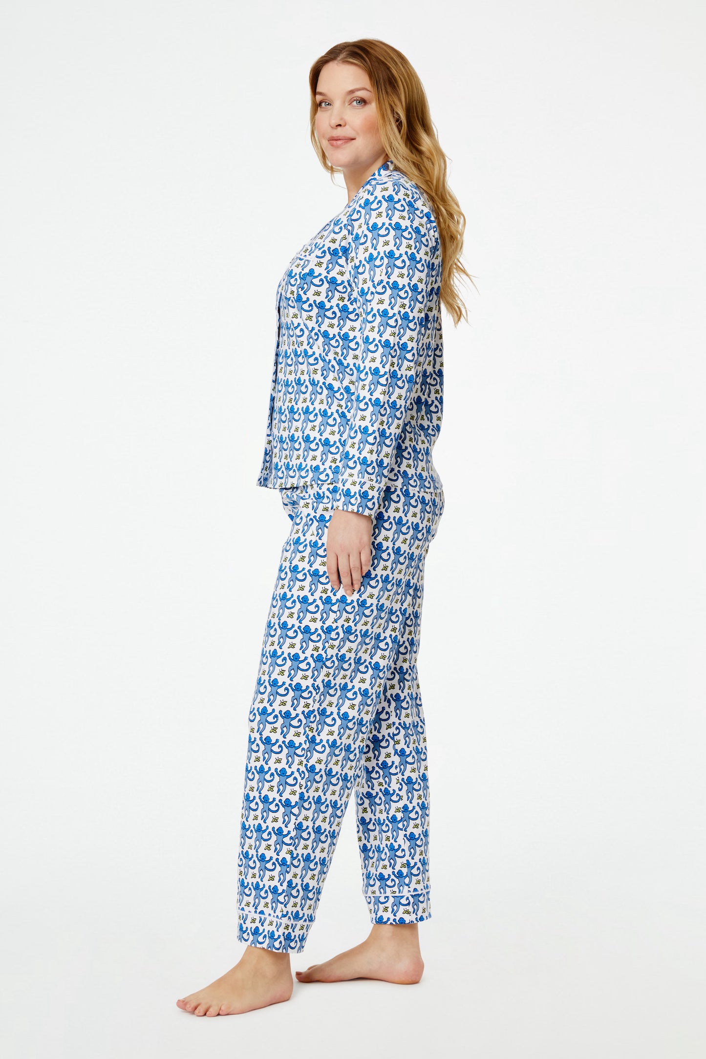 Monkey Long Sleeve Polo Pajamas | Roller Rabbit