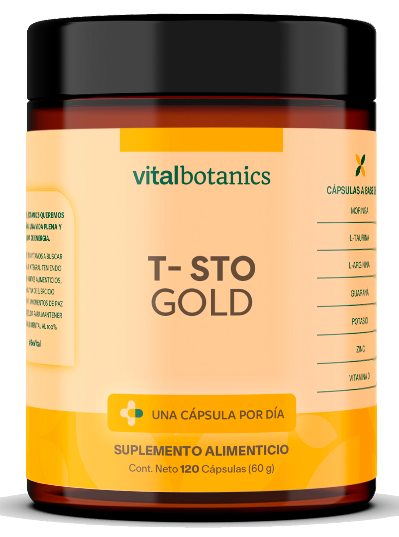 T-STO GOLD | Vitamina D + Potasio + Zinc + L-Arginina + L-Taurina + Guaraná + Moringa - VitalBotanics product image