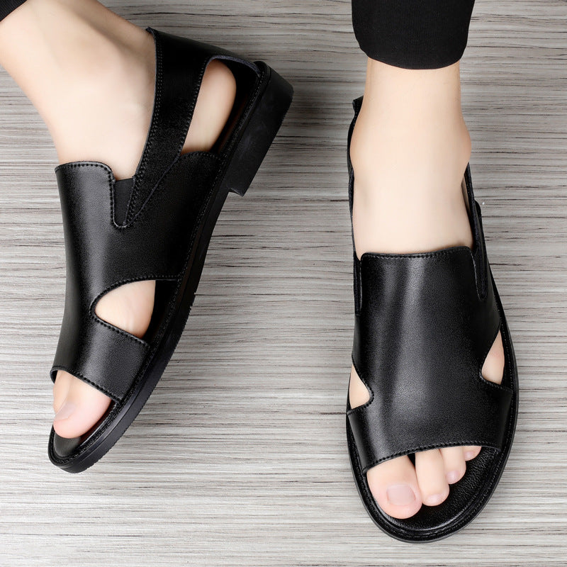 Spring Roman Sandals Hole Black Soft Sole Sandals – levvfire