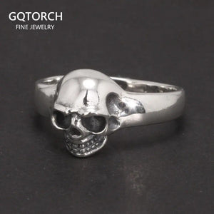 S925 Sterling Silver Vintage Skeleton Ring for Men Skull Punk Hip Hop Rock Ring Retro Simple Style Jewelry - GQTORCH Jewelry