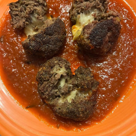 Stuffed meatballs using Fellers Ranch Wagyu Ground Beef