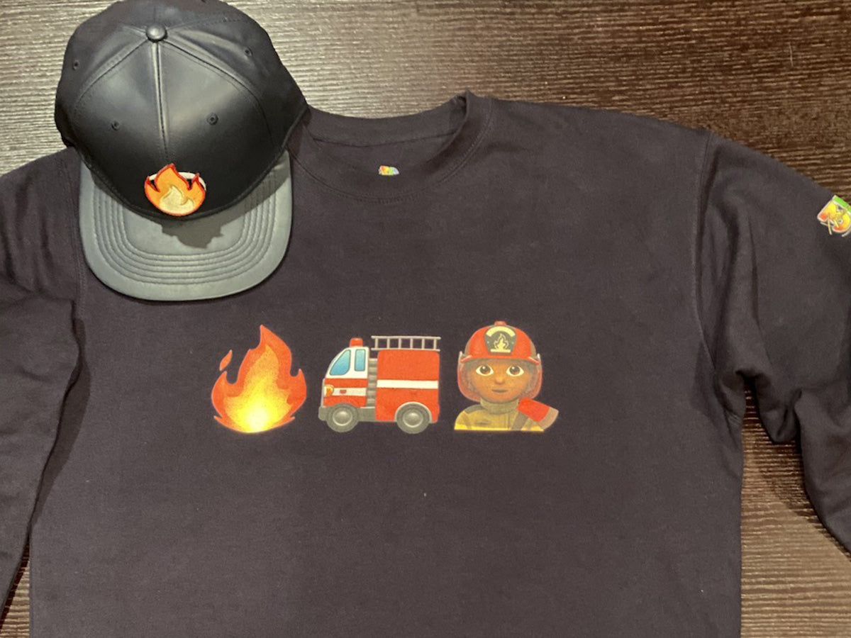 firefighter hat and emojis