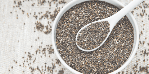 Bowl chia seeds for blog about benefits of chia seeds for dogs