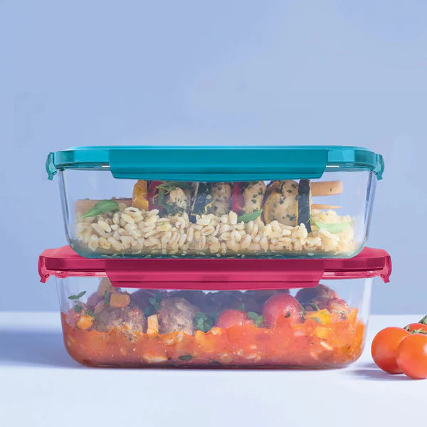 New Tupperware PremiaGlass Premia Glass Container Set in Peacock