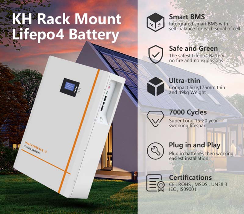 Diypow 48V 200AH 10kWh LiFePO4 Solar Powerwall Battery