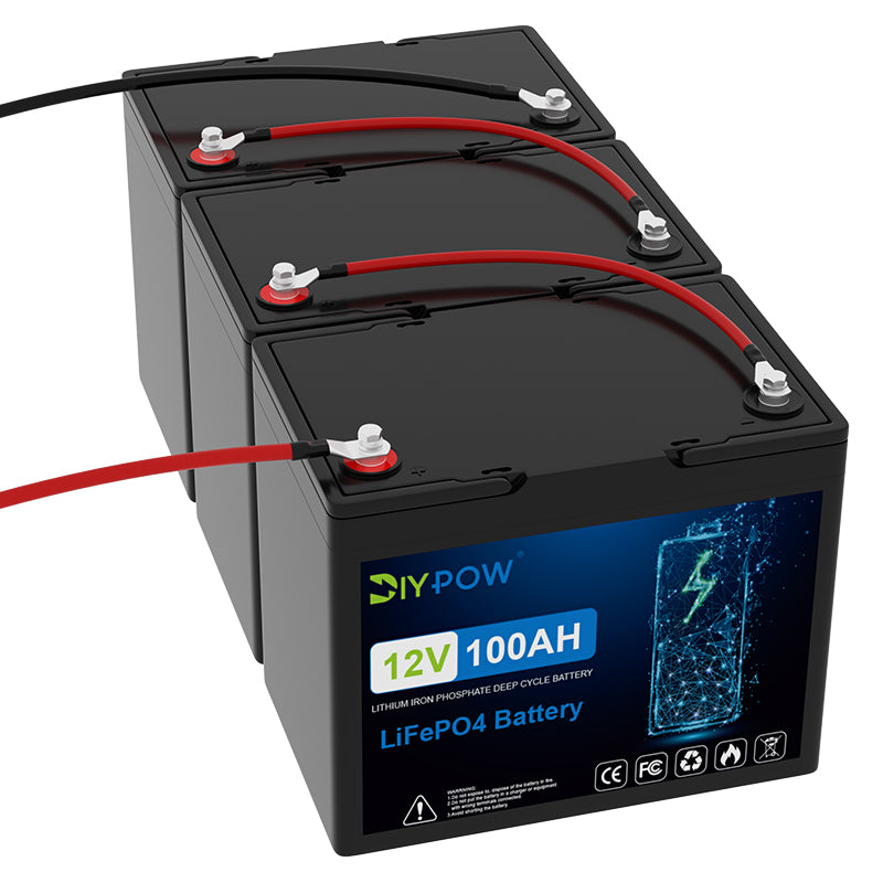 Diypow 36V 100AH Deep Cycle LiFePO4 Battery Pack - 3 Batteries