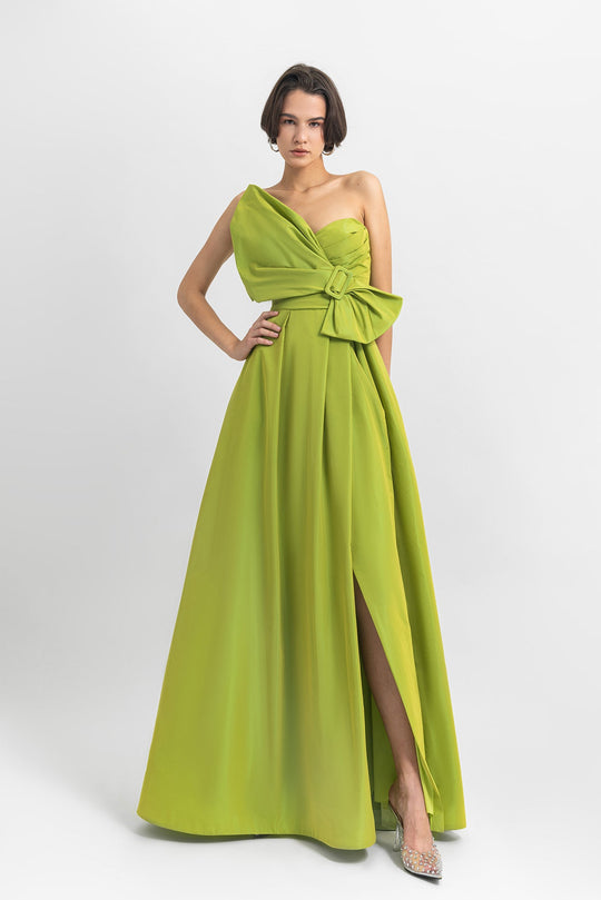 Sacramento green velvet lace detailed dress by Taramira