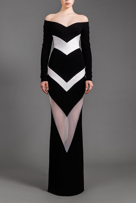Dresses  Fran Negative Space Long Sleeve Dress Black/White