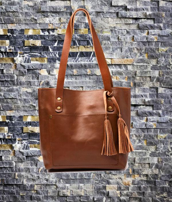 Womens Classic Leather Tote Bag – Hazelnut Brown, women Tots bag