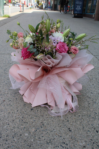 a huge pink bouquet