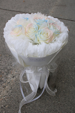 Tinted Pink and Blue Rose Round Trophy Shape Wrapping