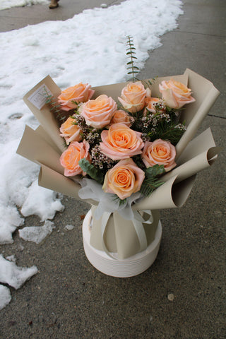 Peaches and Cream Rose Bouquet Vancouver