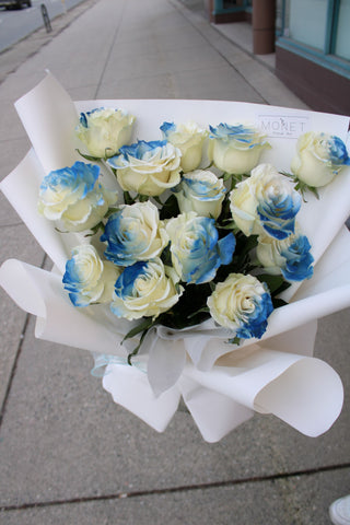 Deep Ocean Blue Tinted Rose Bouquet Vancouver