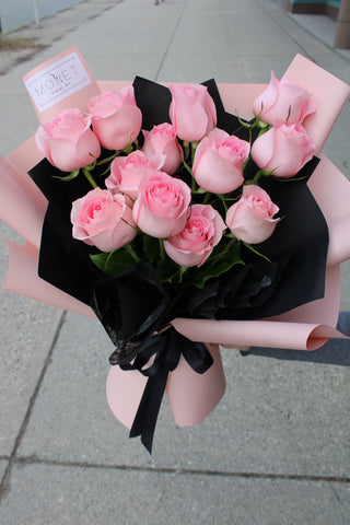 Classic Rose Bouquet with Black Wrappings Vancouver