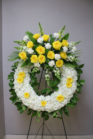 Yellow and White Funeral Wreath Vancouver