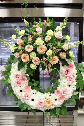 Pink & White Funeral Wreath Vancouver Delivery