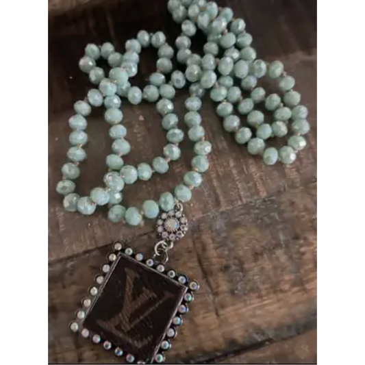 Upcycled LV Necklace (turquoise)