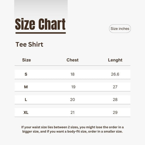 Size Chart Tee Shirt