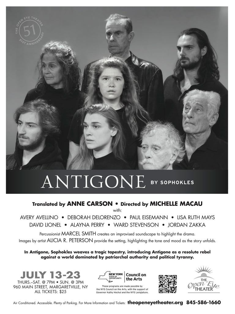 Poster for Antigone at The Open Eye Theatre