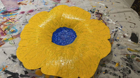 Colors of Courage. Front of metal sunflower.