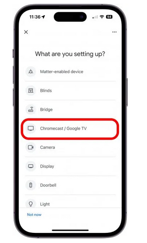 automatically connect, manually select Chromecast / Google TV and follow the on-screen instructions to complete the setup.