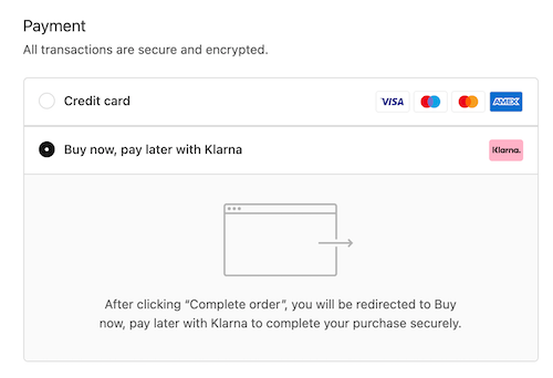 Edge only pay with klarna location