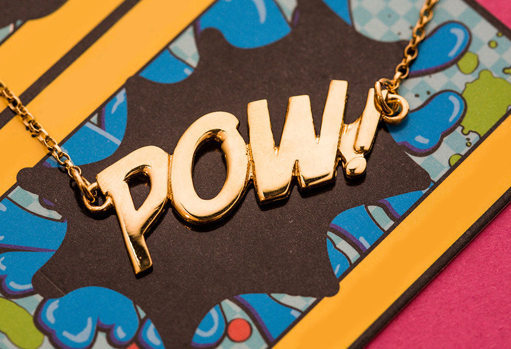 Edge_Only - POW! Letters Necklace Large in 18ct gold vermeil. Pop Art Collection
