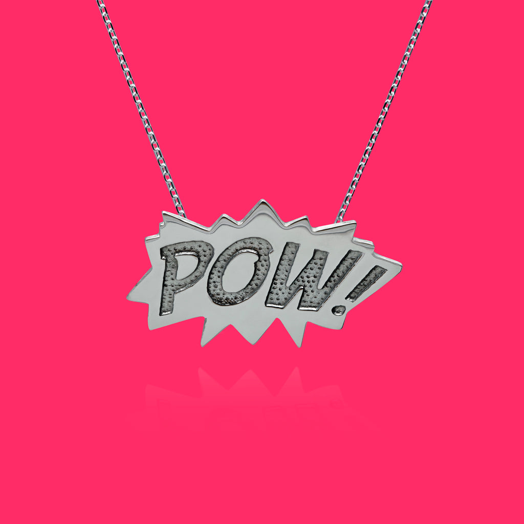 Edge Only jewellery Pow Pendantin sterling silver from the Pop Art Collection