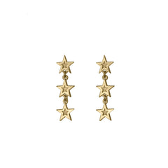 Gold Megastar Three Star Drop Earrings by Edge Only