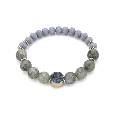 Lotus Flower Bracelet * Labradorite and Moonstone * Gold Plated