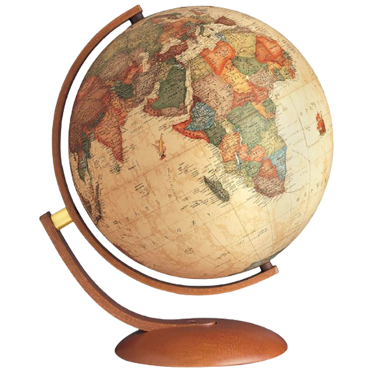 Globe tournant & basculant - Monde, style antique (15 cm