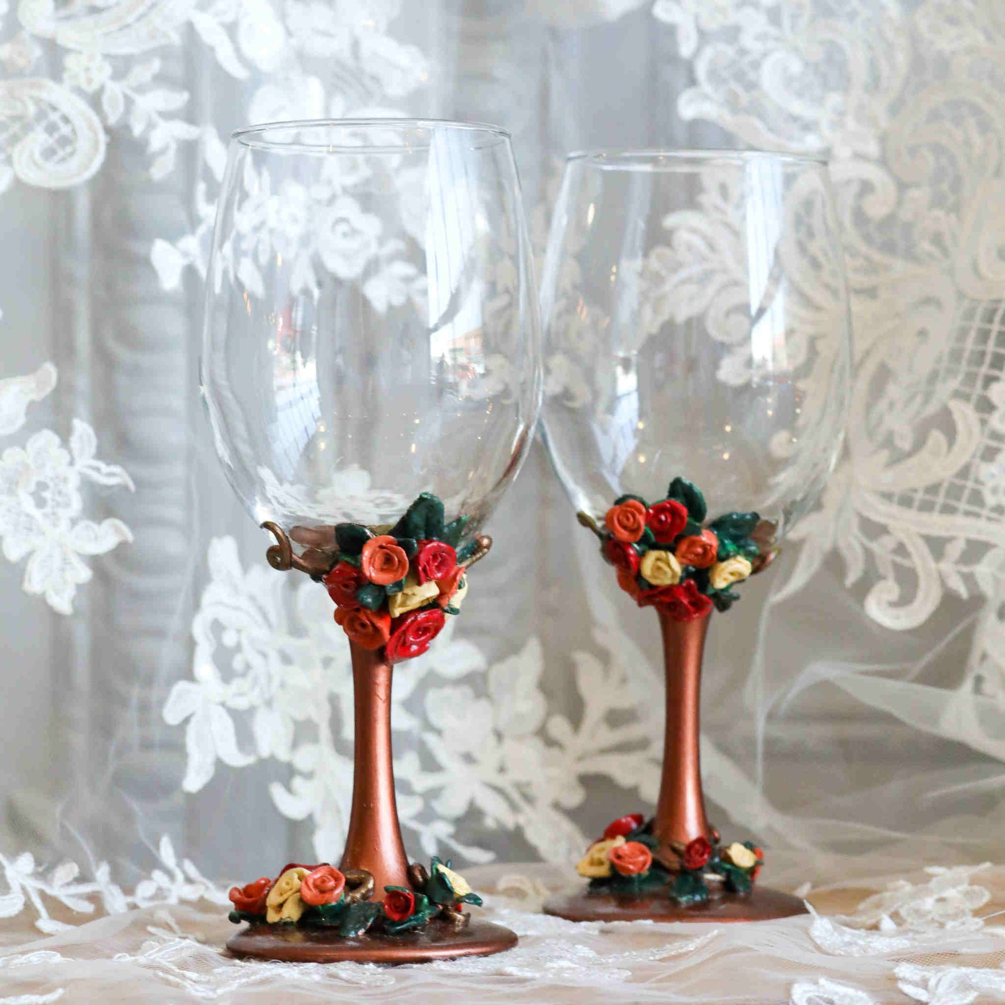 Victorian Wine Glass Set - Decorative Victorian Glass Gift Set for