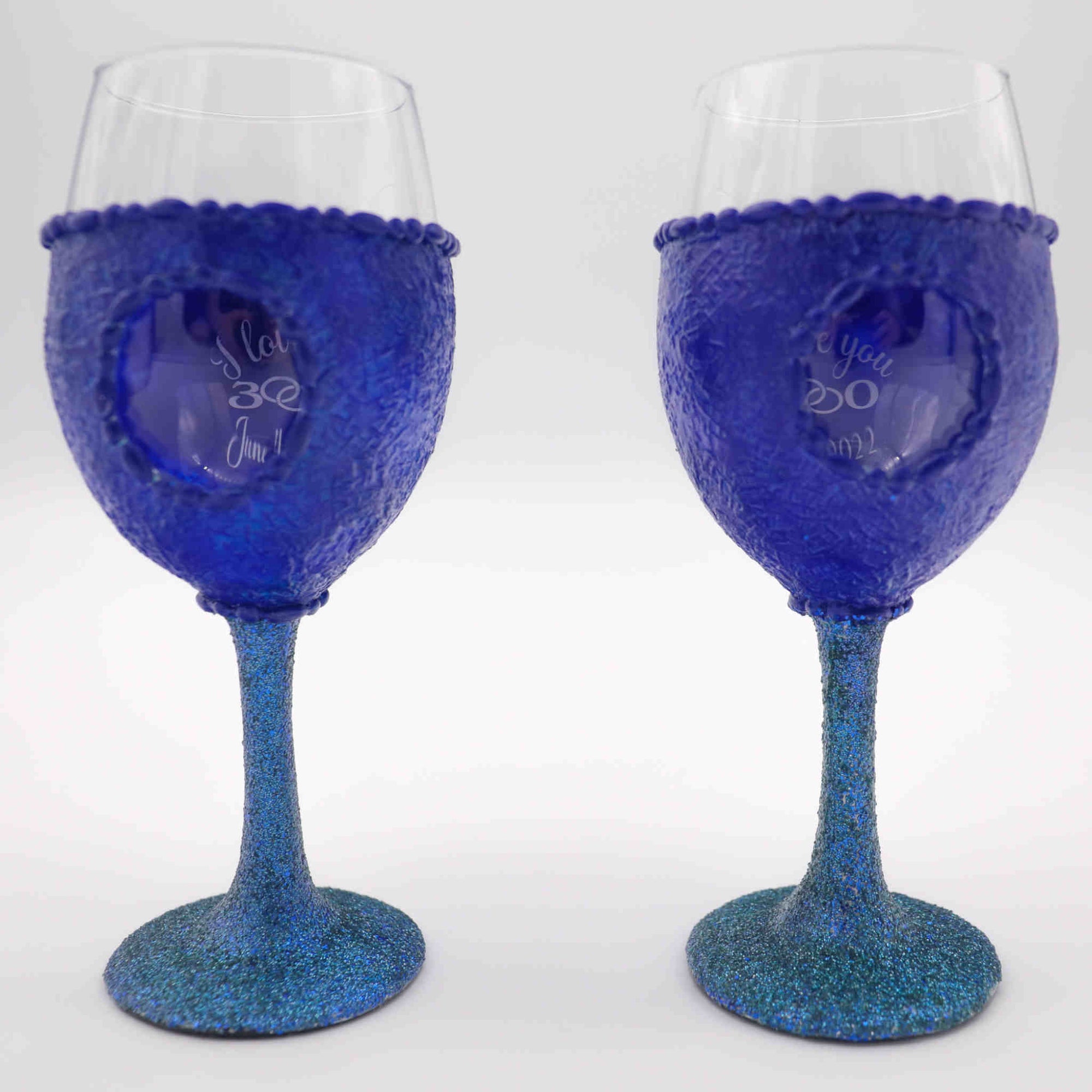 Shimmering Blue and Gold Wine Glass Set - Decorative Gift for Special  Occasions - Daree's Designs - Darees Designs