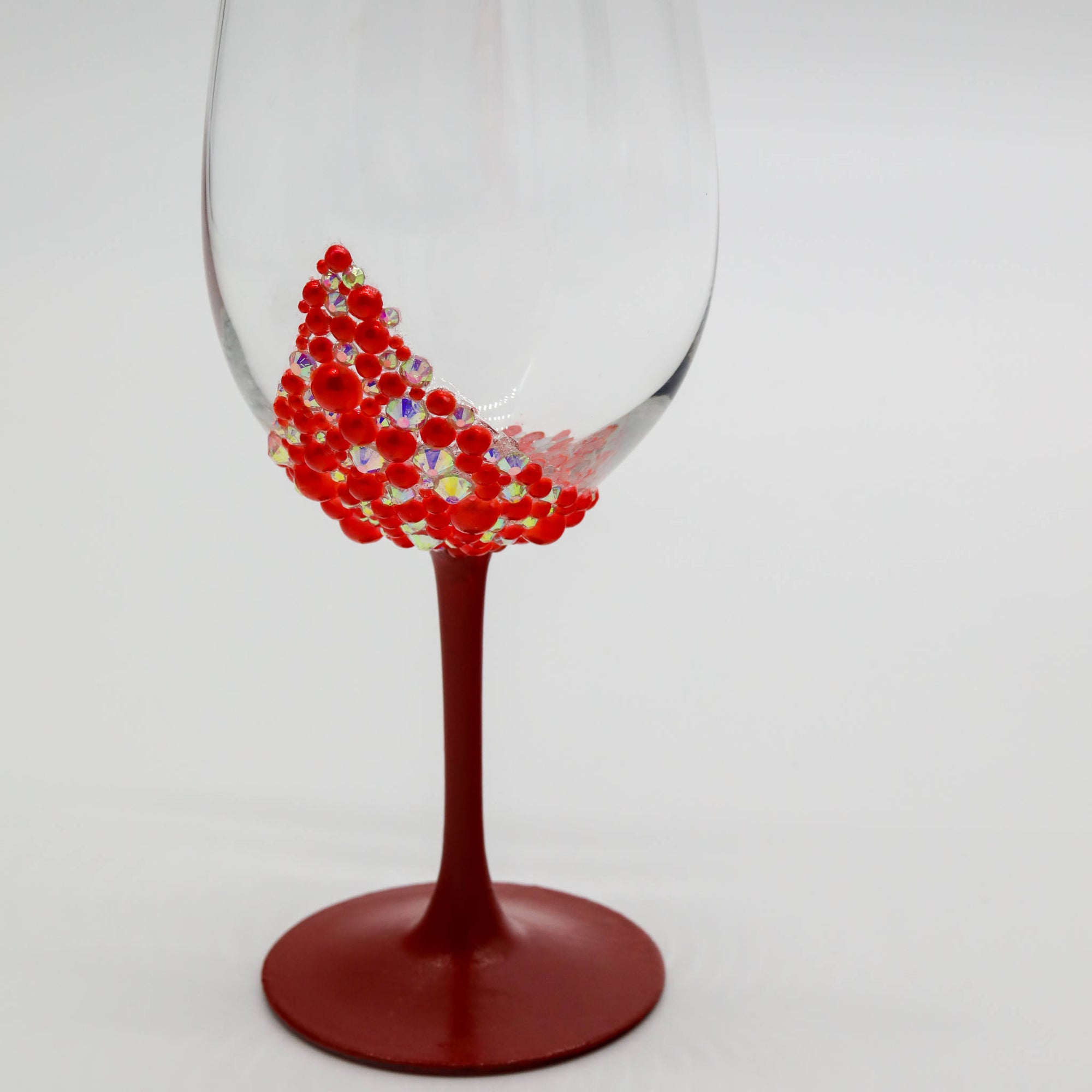  DAQQ Red Wine Glasses Set of 2 Hand Painted Designed