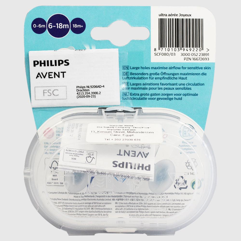 Sucettes Ultra Air - Happy Girl 0-6 m - 2pcs de Philips AVENT