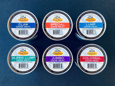 north coast seafoods culinary reserve crab meat cans on a blue background