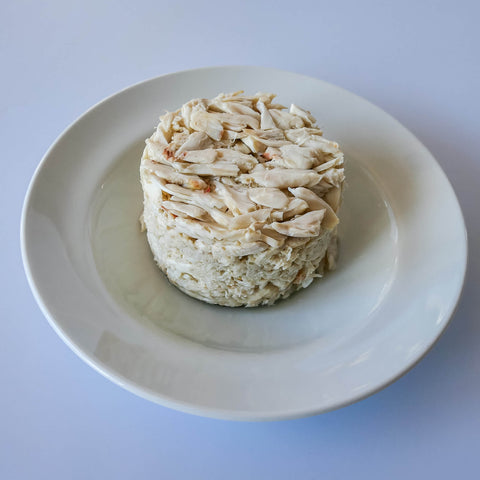 lump crab meat in a white bowl