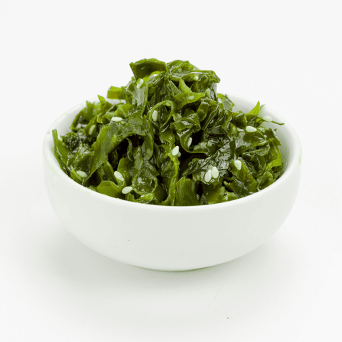 bowl of kelp in a white ceramic bowl