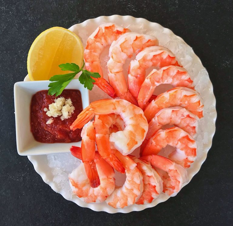 Naked Shrimp Cocktail with cocktail sauce