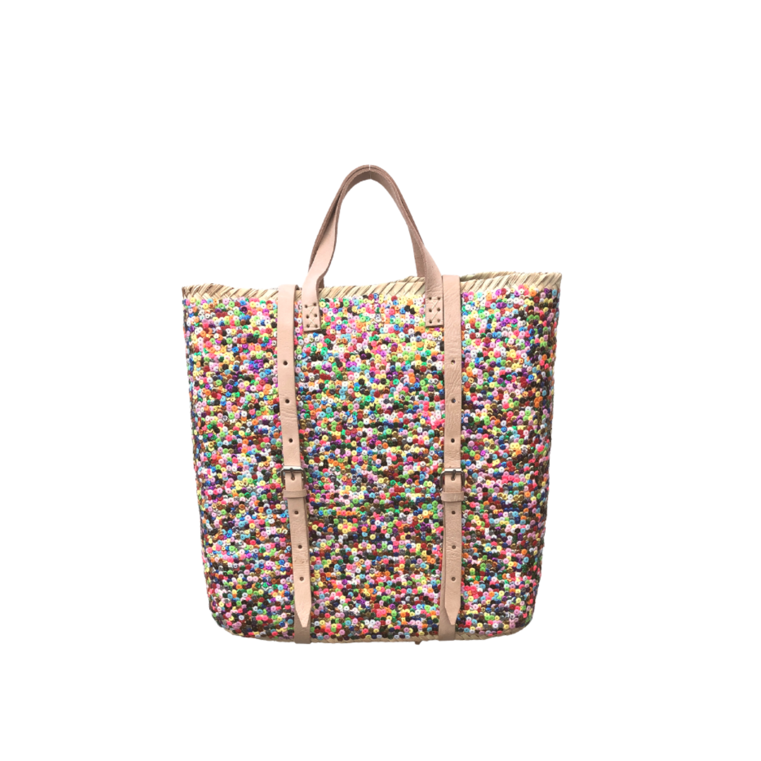 Large Straw Tote with Multi-Colored Sequins – Sand and Straw