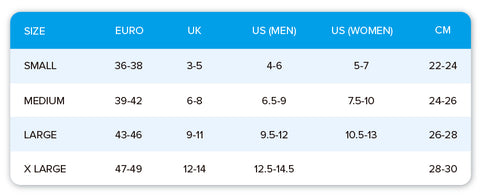 DexShell Waterproof socks size guide